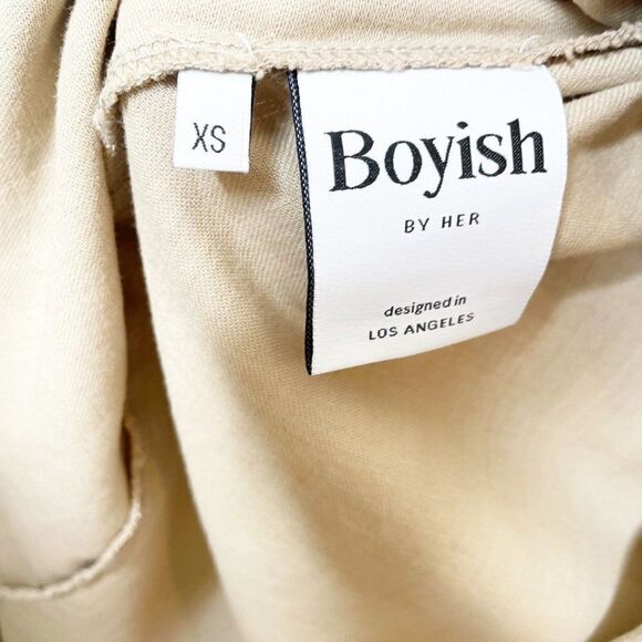 Boyish The Ezra Belted Midi Wrap Dress Short Sleeve Cotton Tan Size XS - Picture 8 of 9